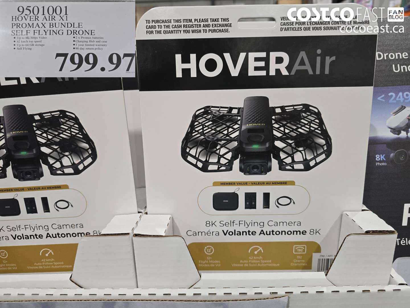 9501001 HOVER AIR X1 PROMAX BUNDLE SELF FLYING DRONE $799.97