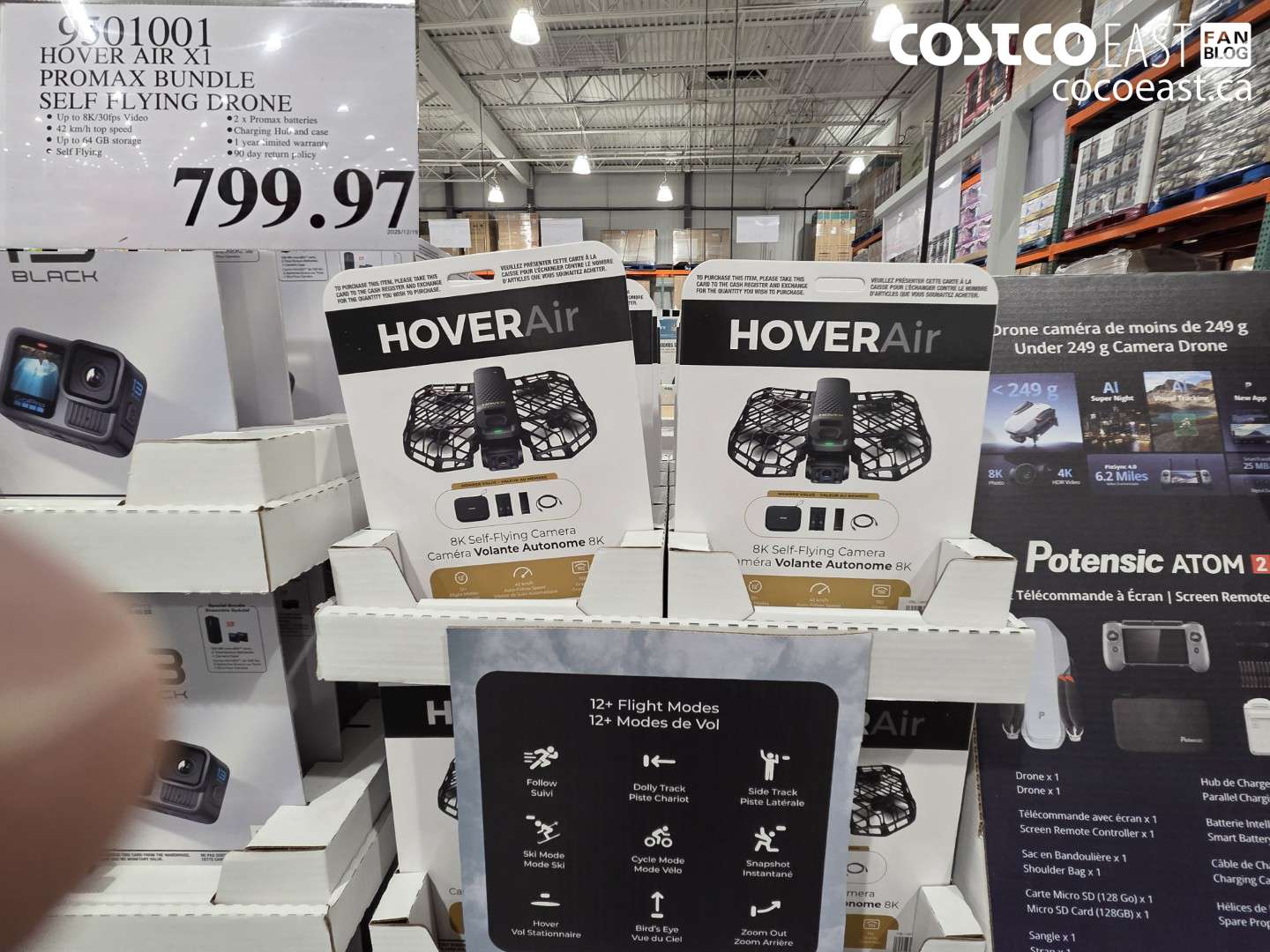 9501001 HOVER AIR X1 PROMAX BUNDLE SELF FLYING DRONE $799.97