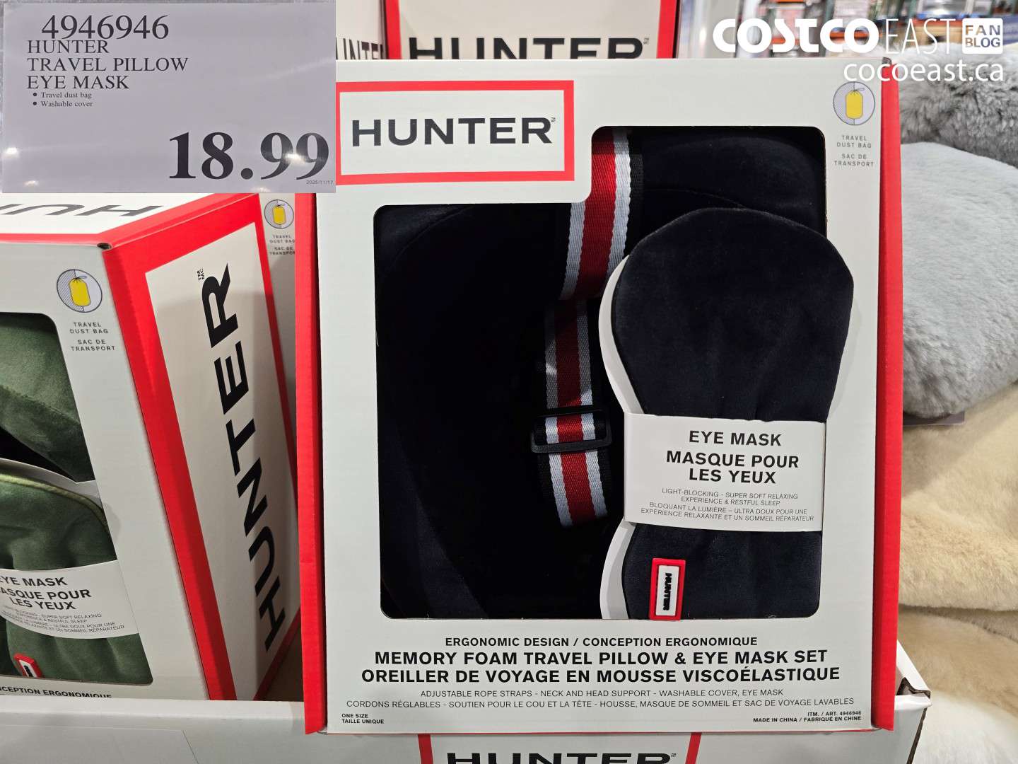 4946946 HUNTER TRAVEL PILLOW EYE MASK $18.99