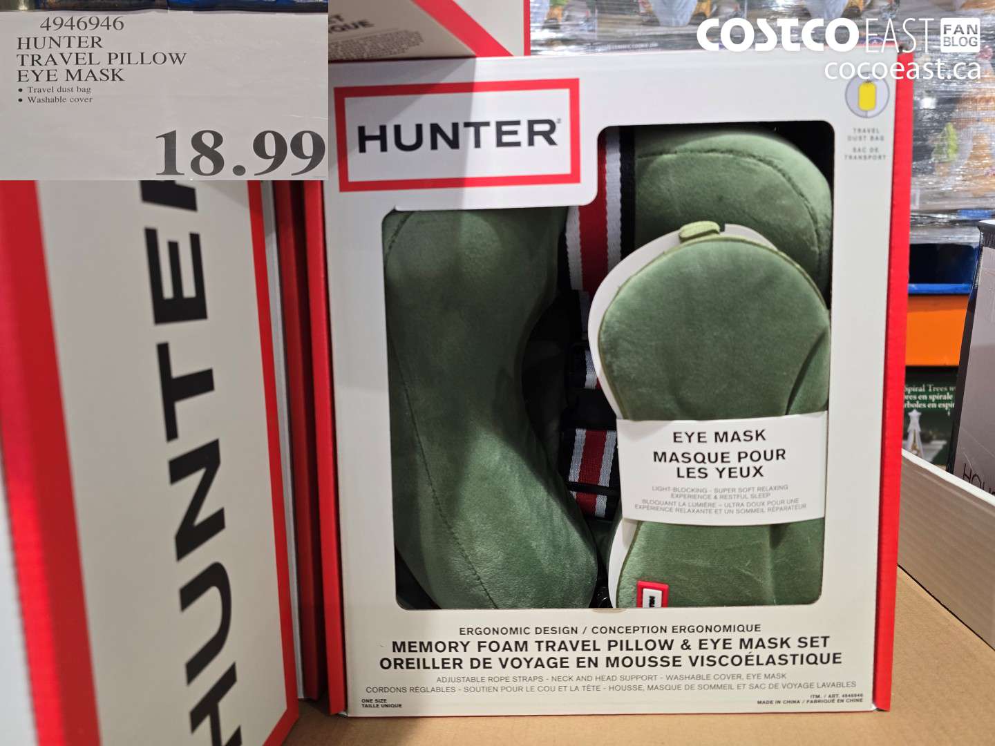 4946946 HUNTER TRAVEL PILLOW EYE MASK $18.99