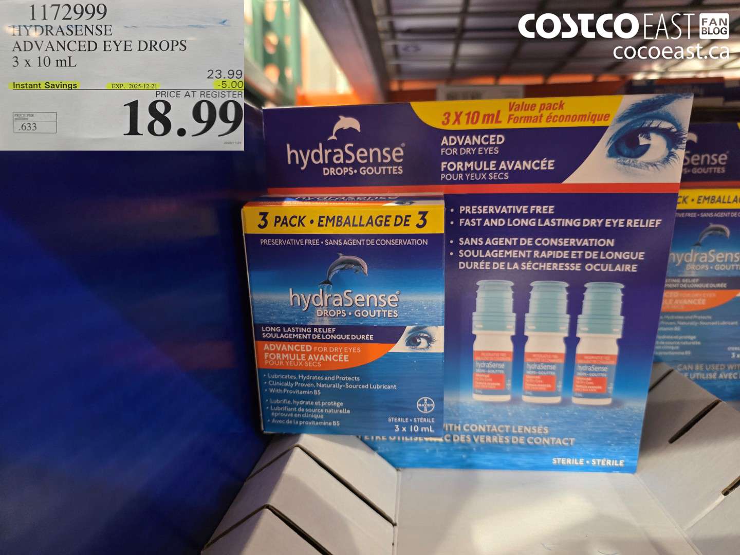 1172999 HYDRASENSE ADVANCED EYE DROPS 3 x 10ML ($5.00 INSTANT SAVINGS EXPIRES ON 2025-12-21) $18.99