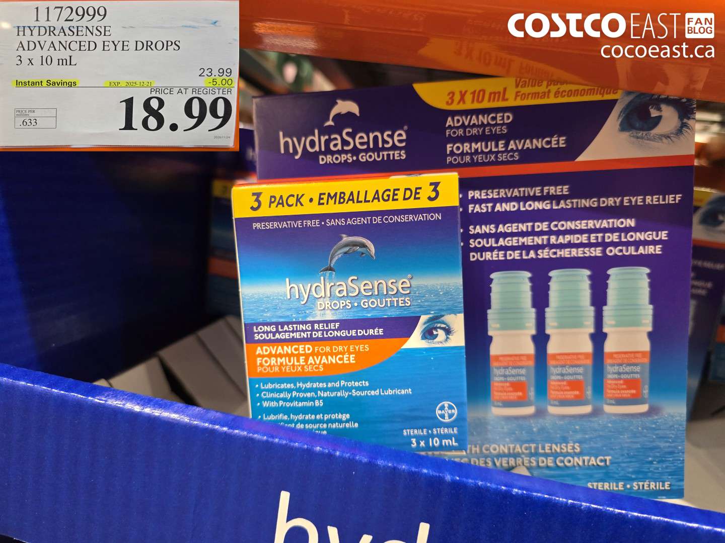 1172999 HYDRASENSE ADVANCED EYE DROPS 3 x 10ML ($5.00 INSTANT SAVINGS EXPIRES ON 2025-12-21) $18.99