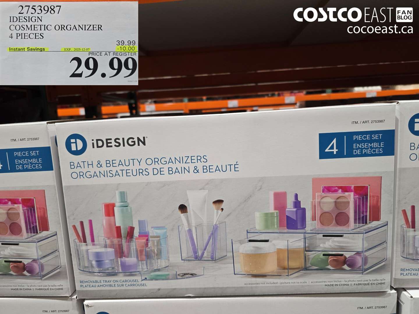 2753987 IDESIGN COSMETIC ORGANIZER 4 PIECES ($10.00 INSTANT SAVINGS EXPIRES ON 2025-12-07) $29.99