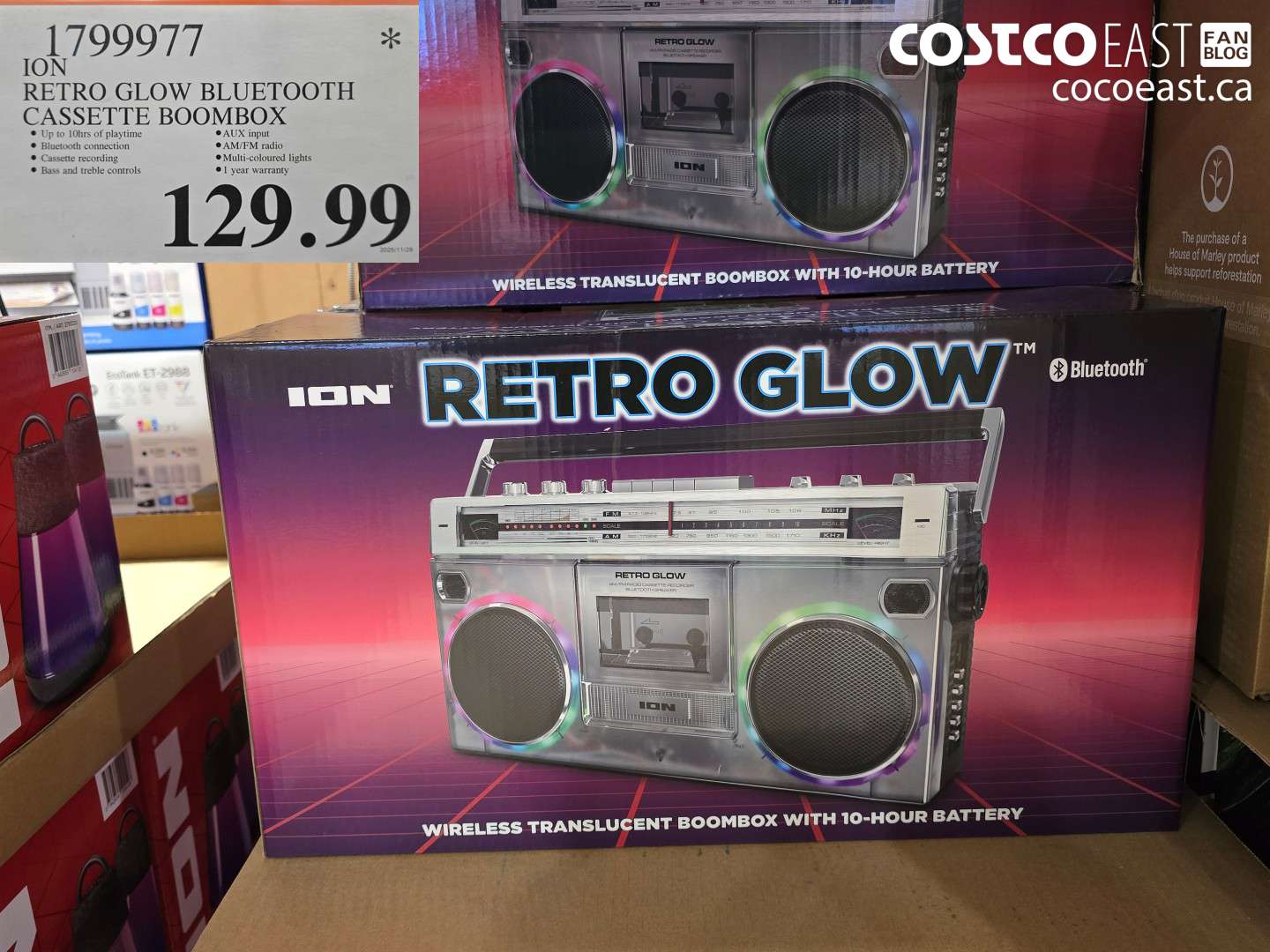 1799977 ION RETRO GLOW BLUETOOTH CASSETTE BOOMBOX $129.99