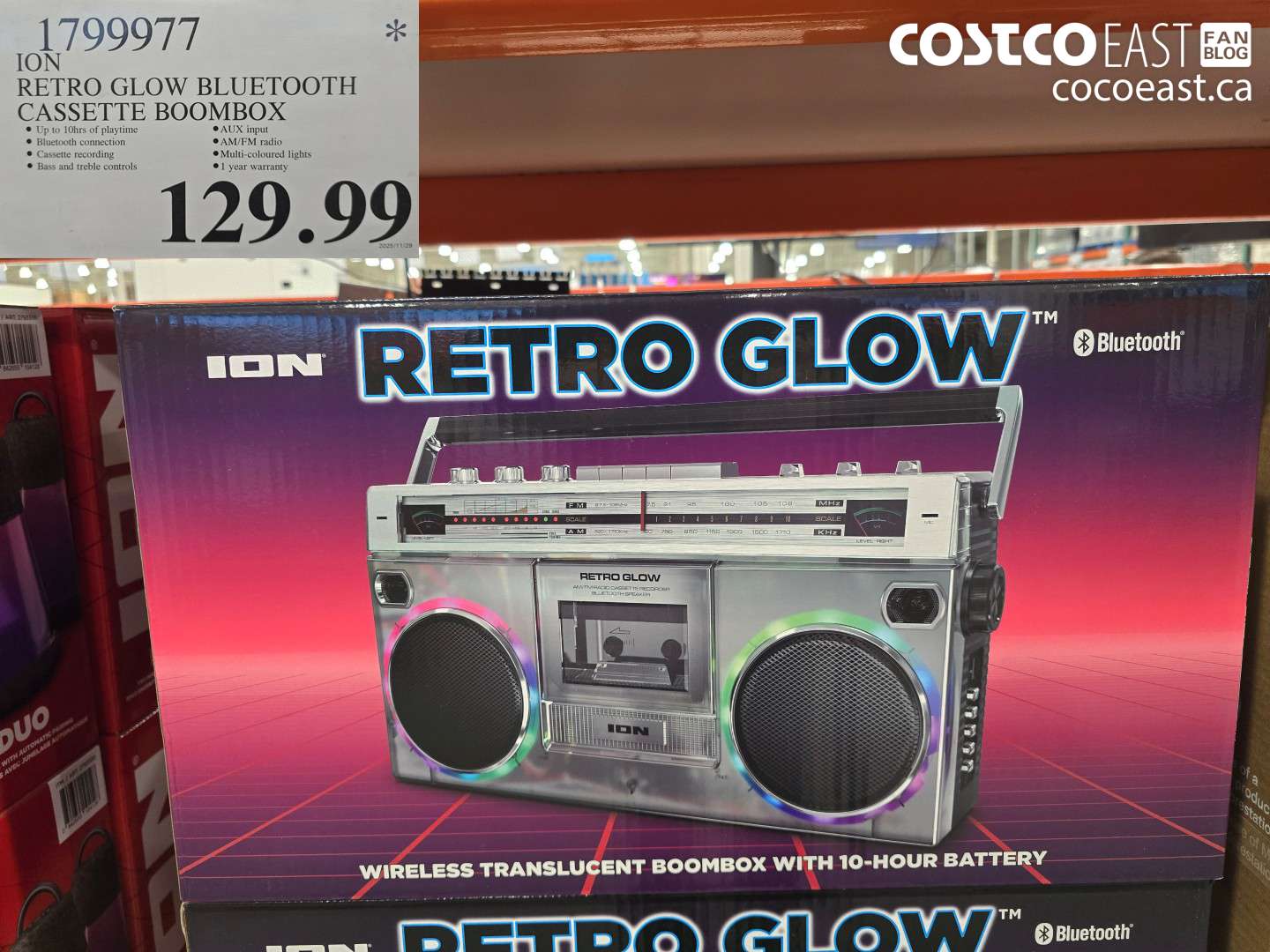 1799977 ION RETRO GLOW BLUETOOTH CASSETTE BOOMBOX $129.99