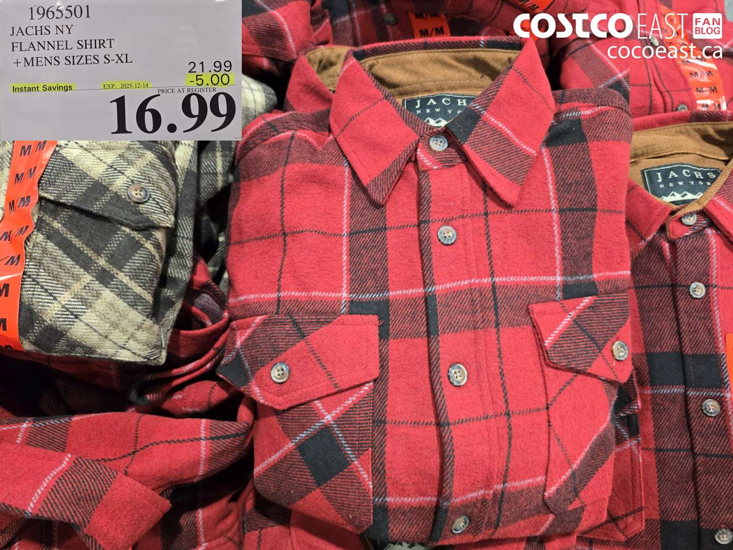 1965501 JACHS NY FLANNEL SHIRT +MENS SIZES S-XL ($5.00 INSTANT SAVINGS EXPIRES ON 2025-12-14) $16.99
