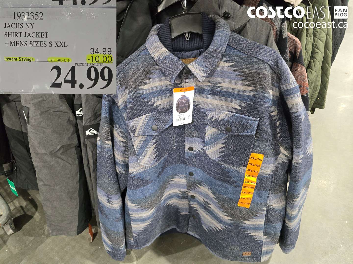 1932352 JACHS NY SHIRT JACKET +MENS SIZES S-XXL ($10.00 INSTANT SAVINGS EXPIRES ON 2025-12-14) $24.99