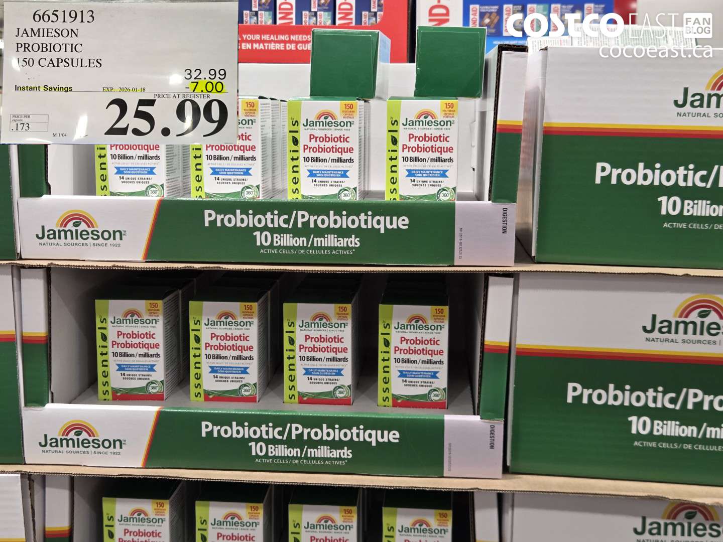 6651913 JAMIESON PROBIOTIC 150 CAPSULES ($7.00 INSTANT SAVINGS EXPIRES ON 2026-01-18) $25.99