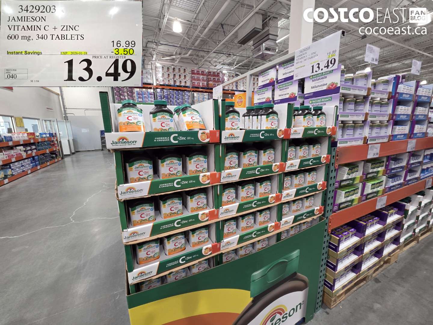 3429203 JAMIESON VITAMIN C + ZINC 600 mg, 340 TABLETS ($3.50 INSTANT SAVINGS EXPIRES ON 2026-01-18) $13.49