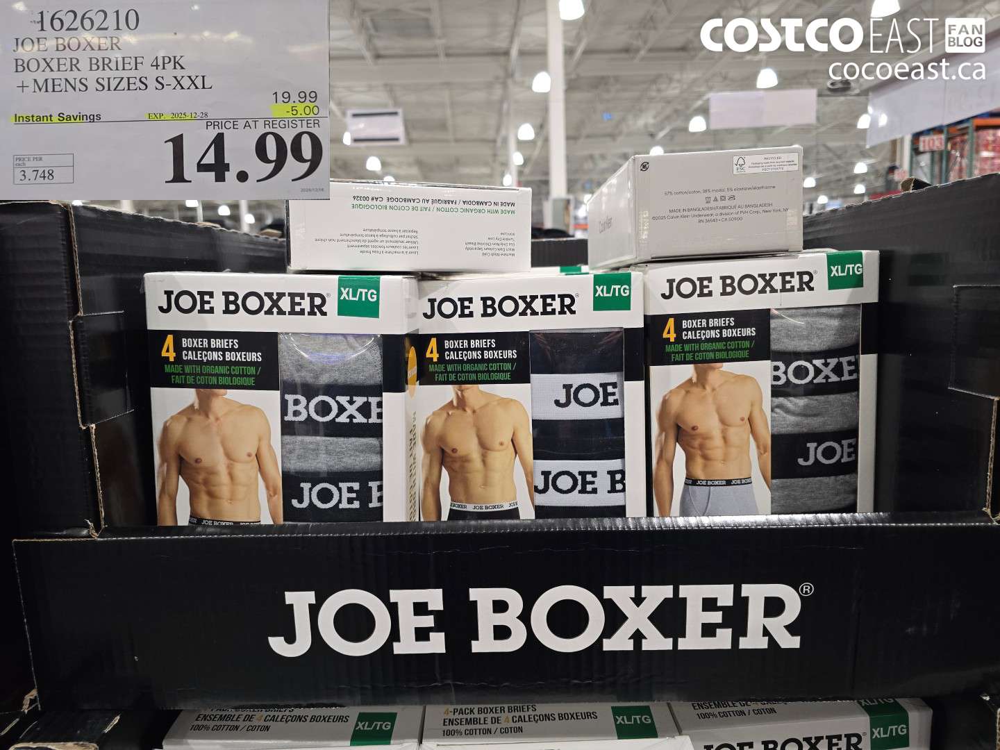 1626210 JOE BOXER BOXER BRIEF 4PK +MENS SIZES S-XXL ($5.00 INSTANT SAVINGS EXPIRES ON 2025-12-28) $14.99