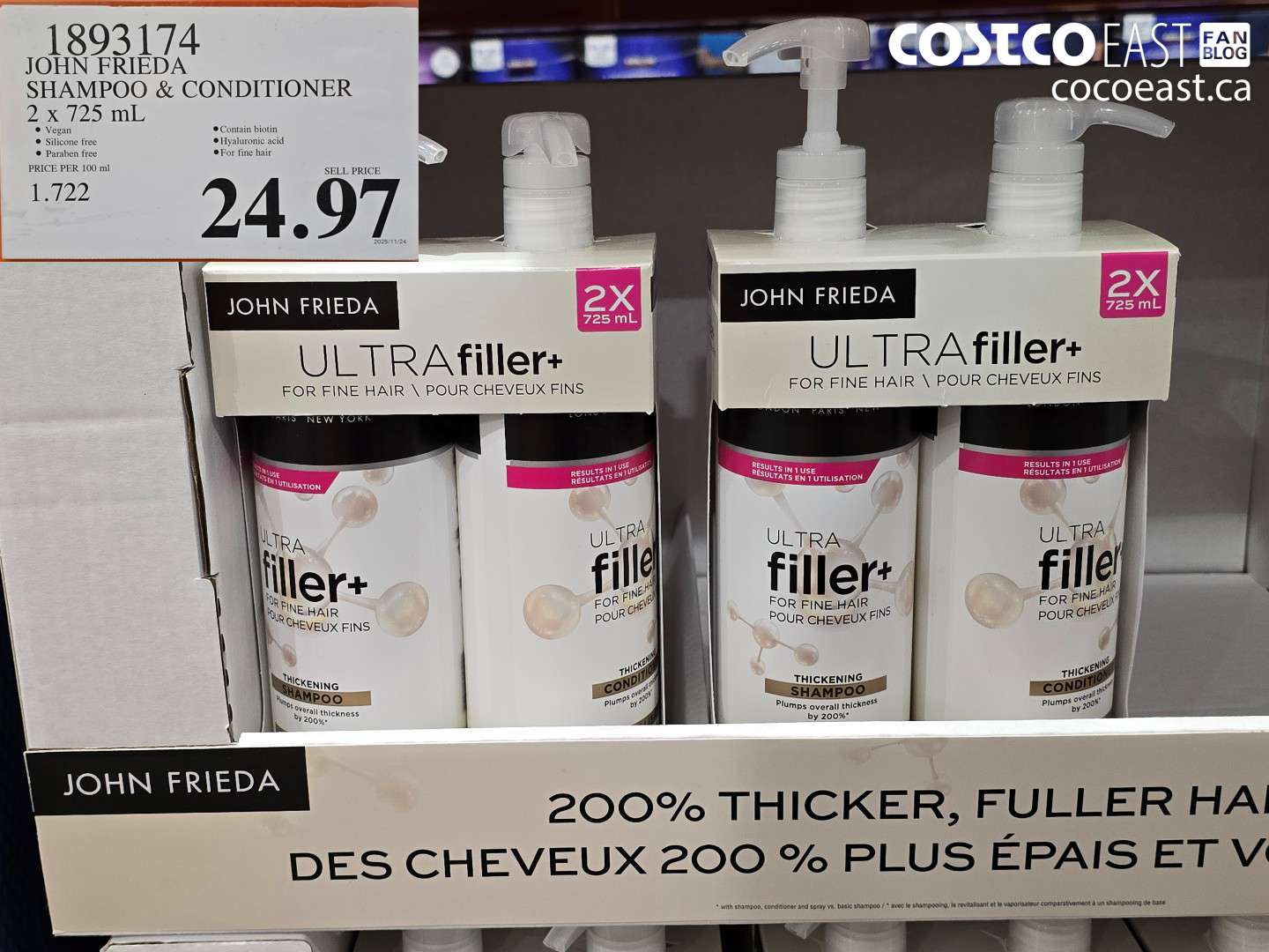 1893174 JOHN FRIEDA SHAMPOO & CONDITIONER 2 x 125 mL $24.97