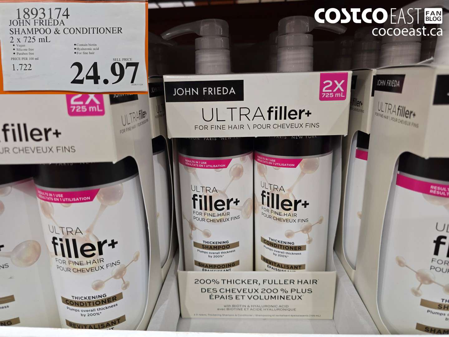 1893174 JOHN FRIEDA SHAMPOO & CONDITIONER 2 x 125 mL $24.97