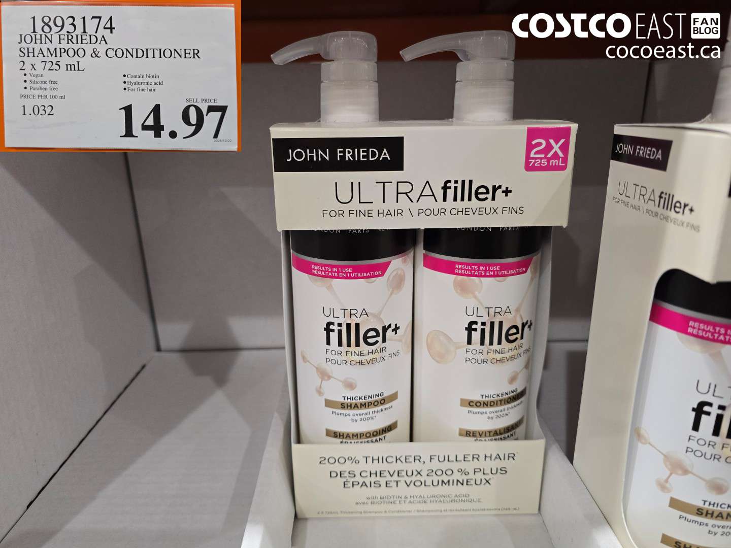 1893174 JOHN FRIEDA SHAMPOO & CONDITIONER 2 x 725 mL $14.97