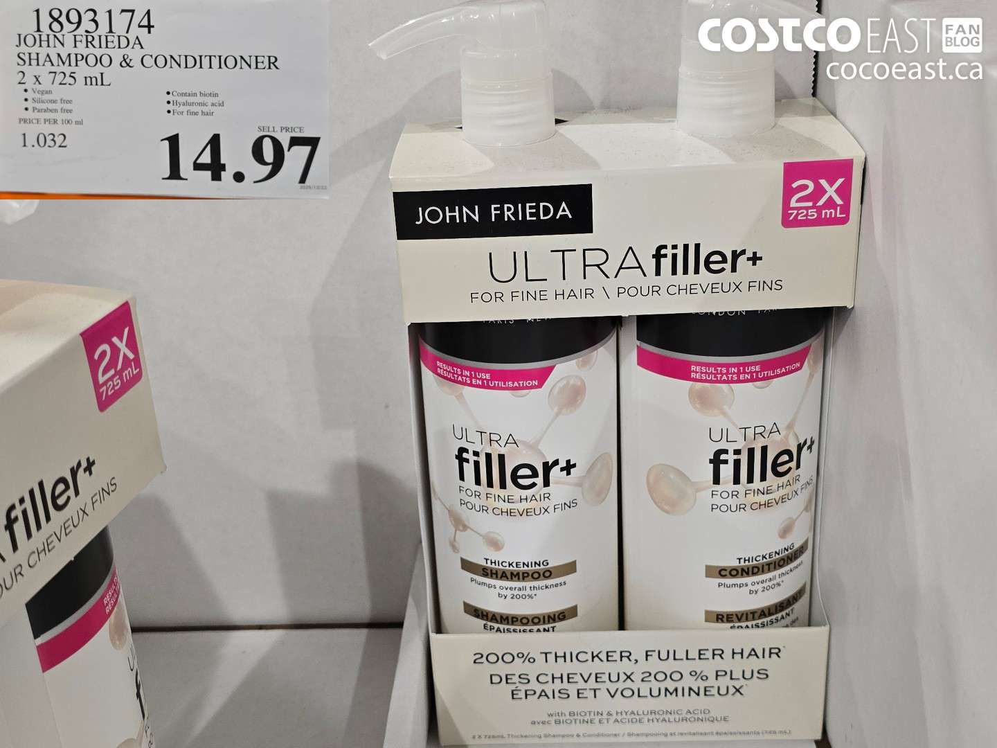 1893174 JOHN FRIEDA SHAMPOO & CONDITIONER 2 x 725 mL $14.97