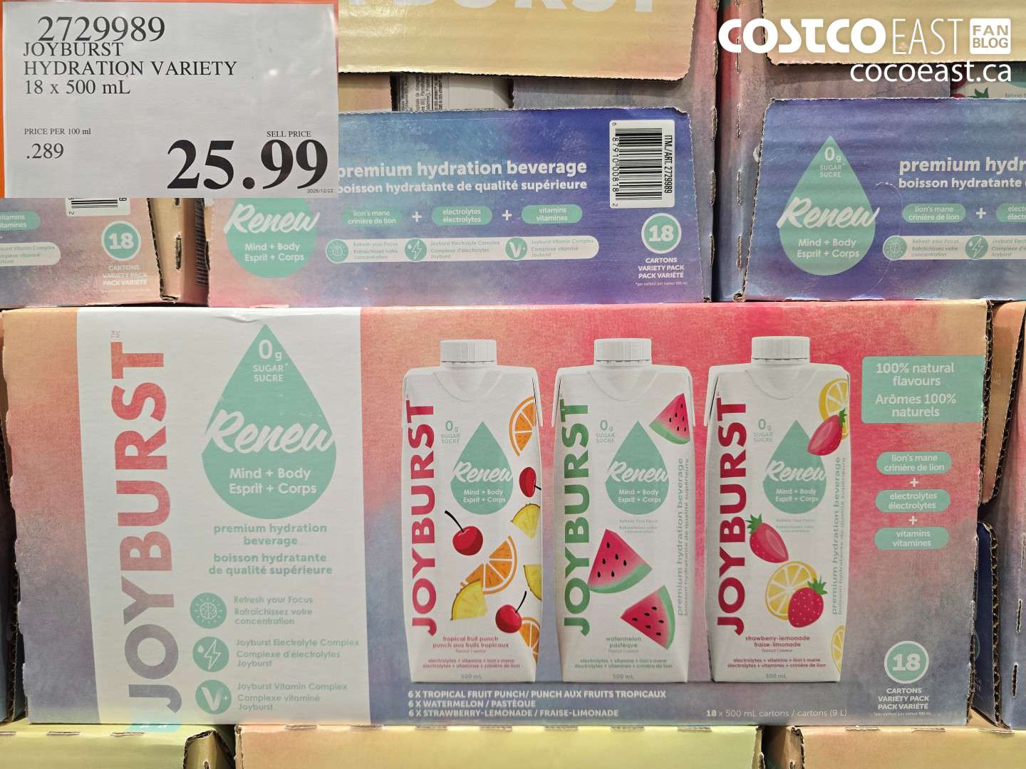 2729989 JOYBURST HYDRATION VARIETY 18 x 500 mL $25.99