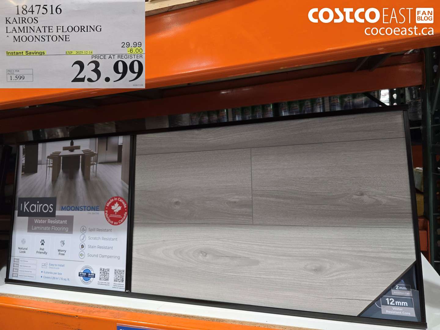 1847516 KAIROS LAMINATE FLOORING MOONSTONE ($6.00 INSTANT SAVINGS EXPIRES ON 2025-12-14) $23.99