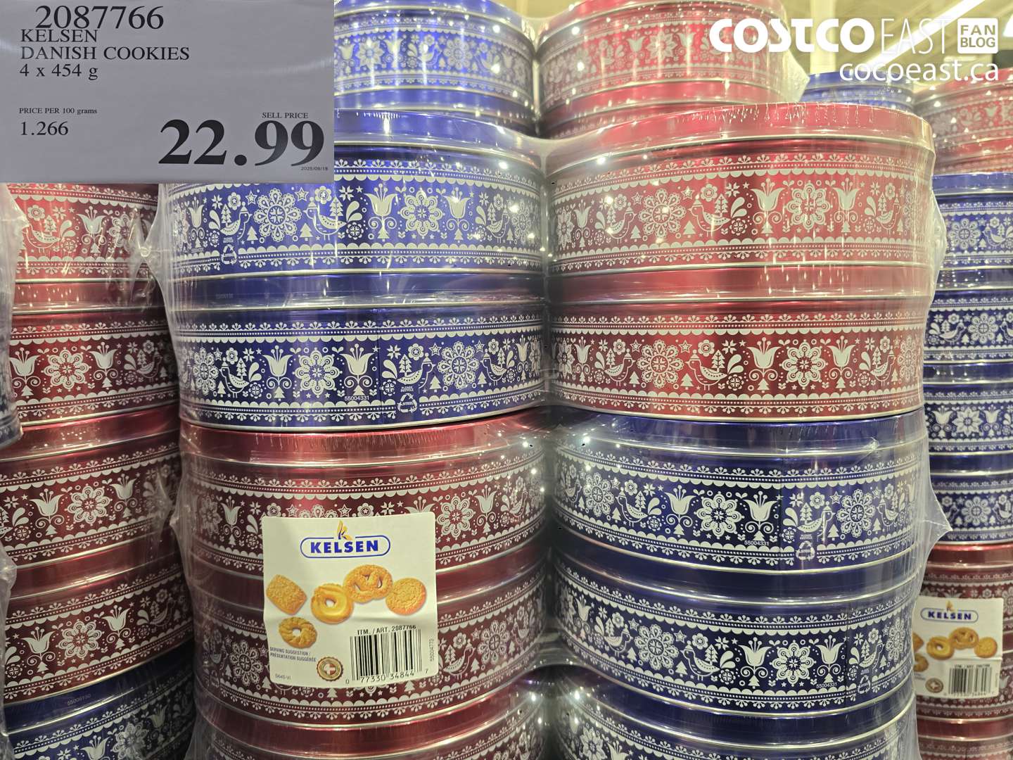 2087766 KELSEN DANISH COOKIES 4 x 454 G $22.99