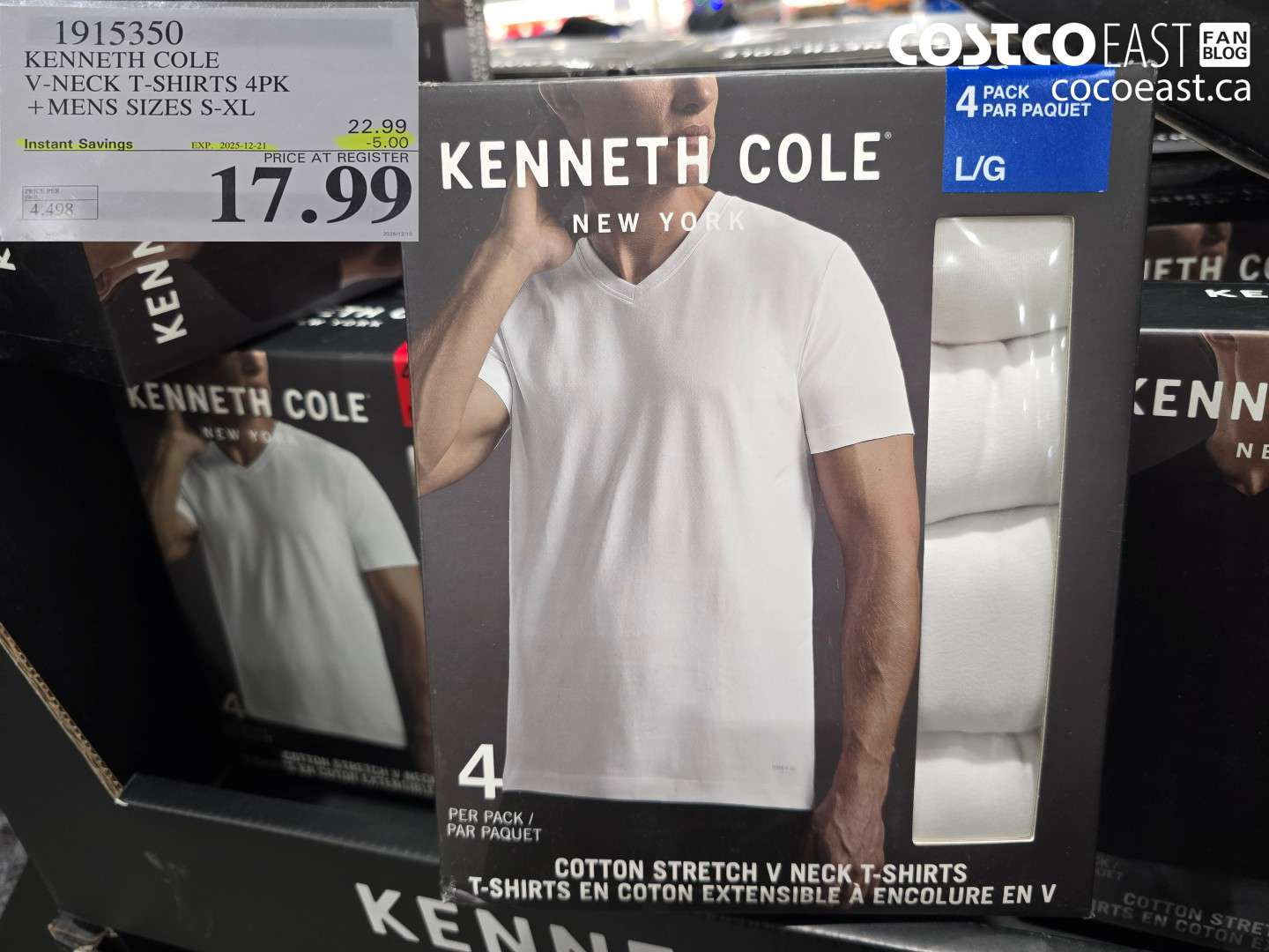 1915350 KENNETH COLE V-NECK T-SHIRTS 4PK +MENS SIZES S-XL ($5.00 INSTANT SAVINGS EXPIRES ON 2025-12-21) $17.99