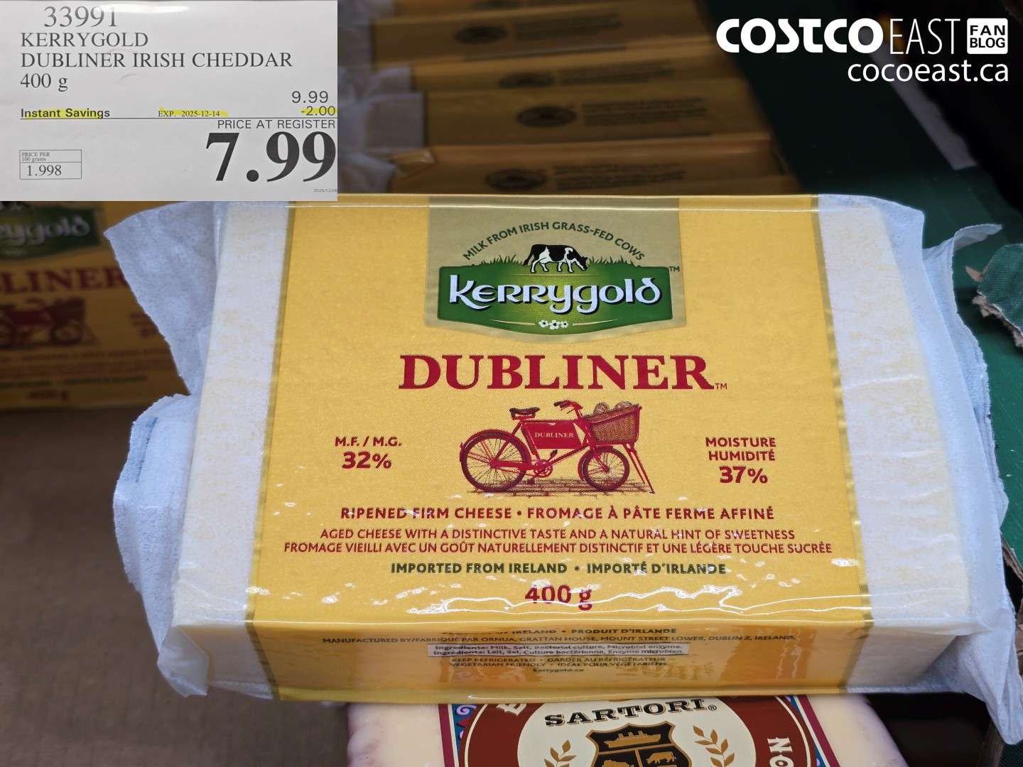 33991 KERRYGOLD DUBLINER IRISH CHEESE 400 g ($2.00 INSTANT SAVINGS EXPIRES ON 2025-12-14) $7.99