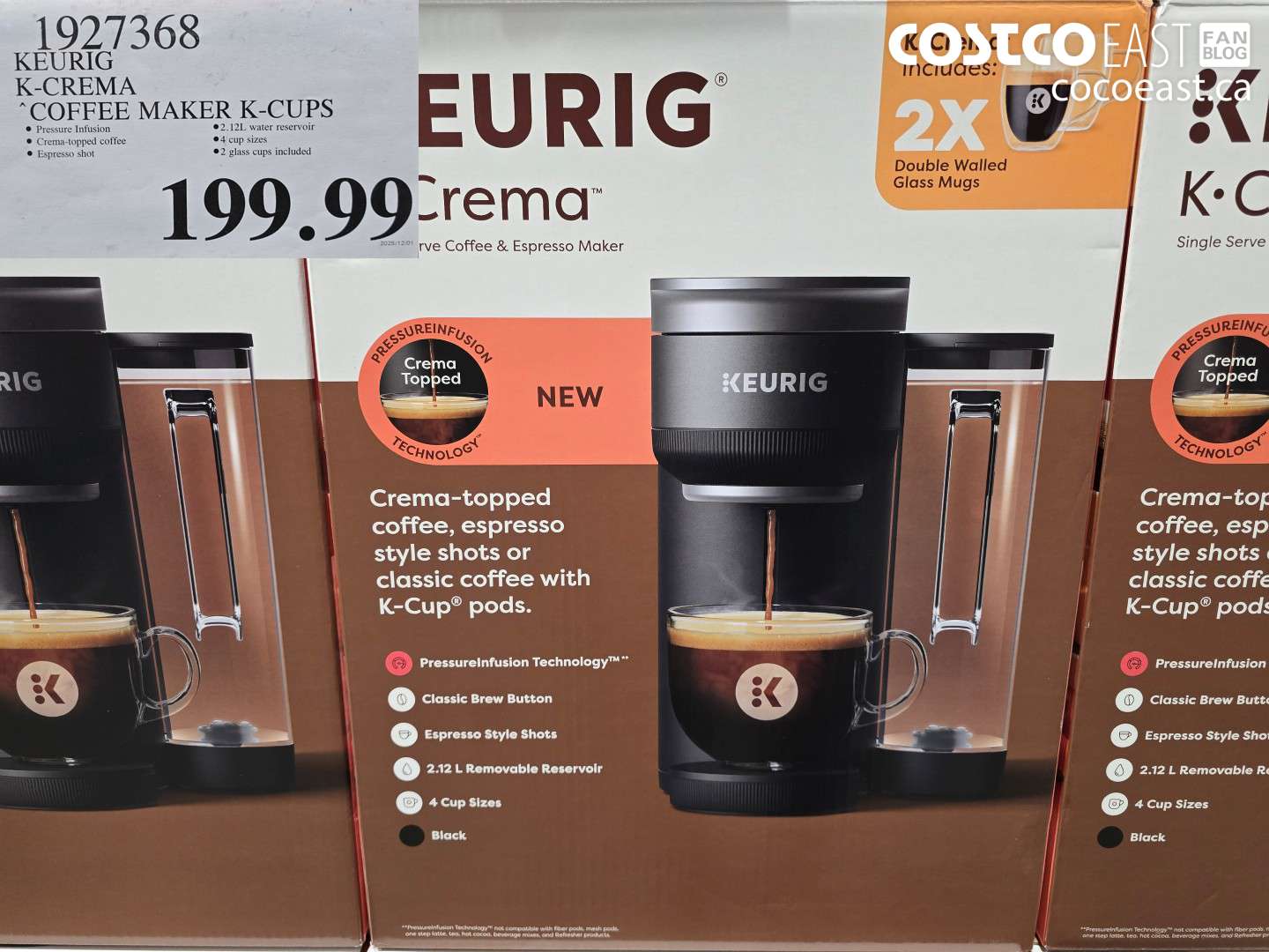 1927368 KEURIG K-CREMA COFFEE MAKER K-CUPS $199.99