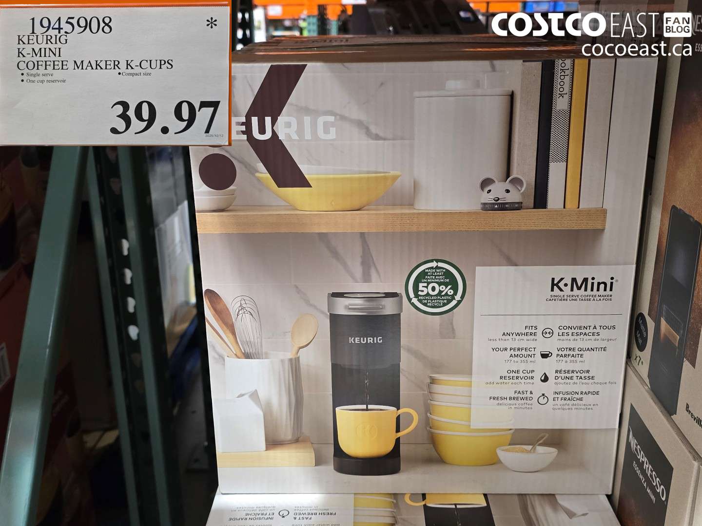 1945908 KEURIG K-MINI COFFEE MAKER K-CUPS $39.97