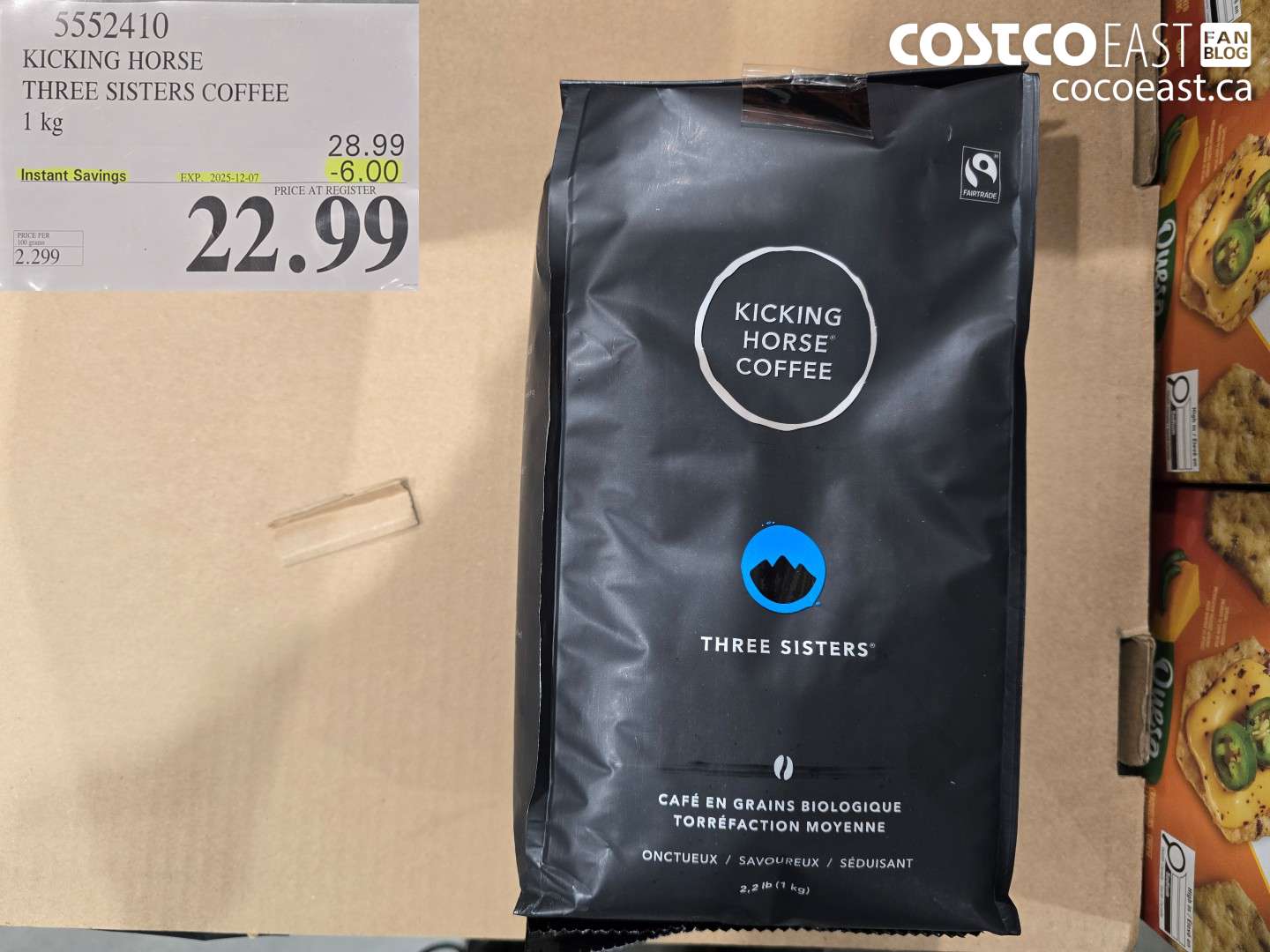 5552410 KICKING HORSE THREE SISTERS COFFEE 1 KG ($6.00 INSTANT SAVINGS EXPIRES ON 2025-12-07) $22.99