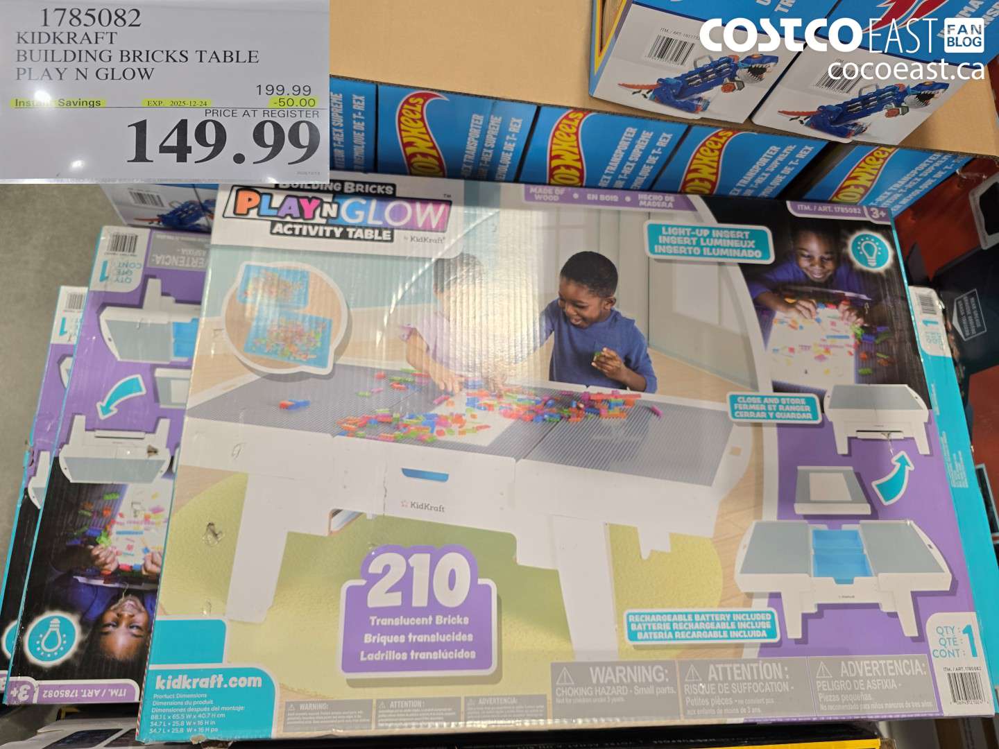 1785082 KIDKRAFT BUILDING BRICKS TABLE PLAY N GLOW ($50.00 INSTANT SAVINGS EXPIRES ON 2025-12-24) $149.99