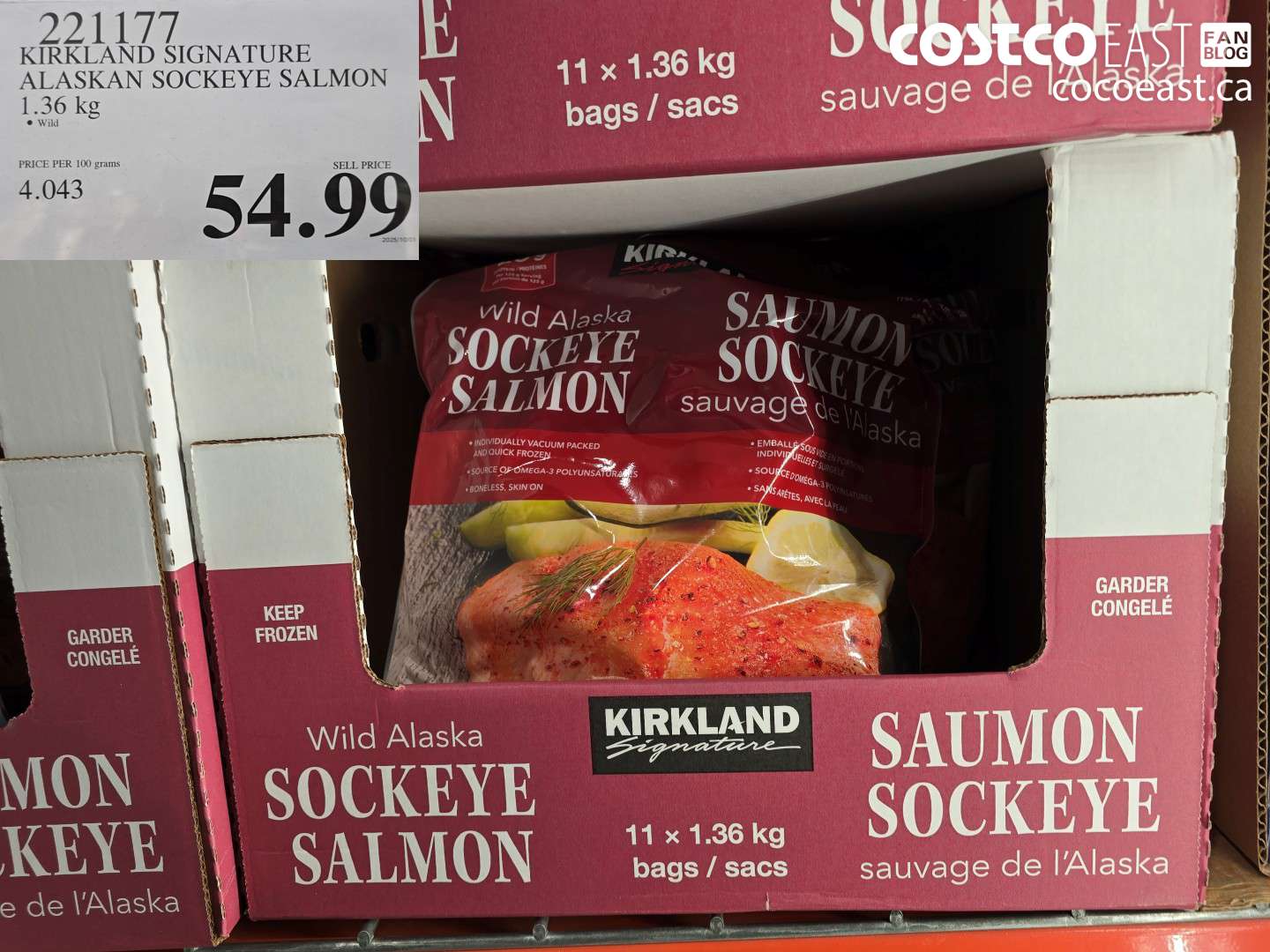 221177 KIRKLAND SIGNATURE ALASKAN SOCKEYE SALMON 1.36 kg $54.99