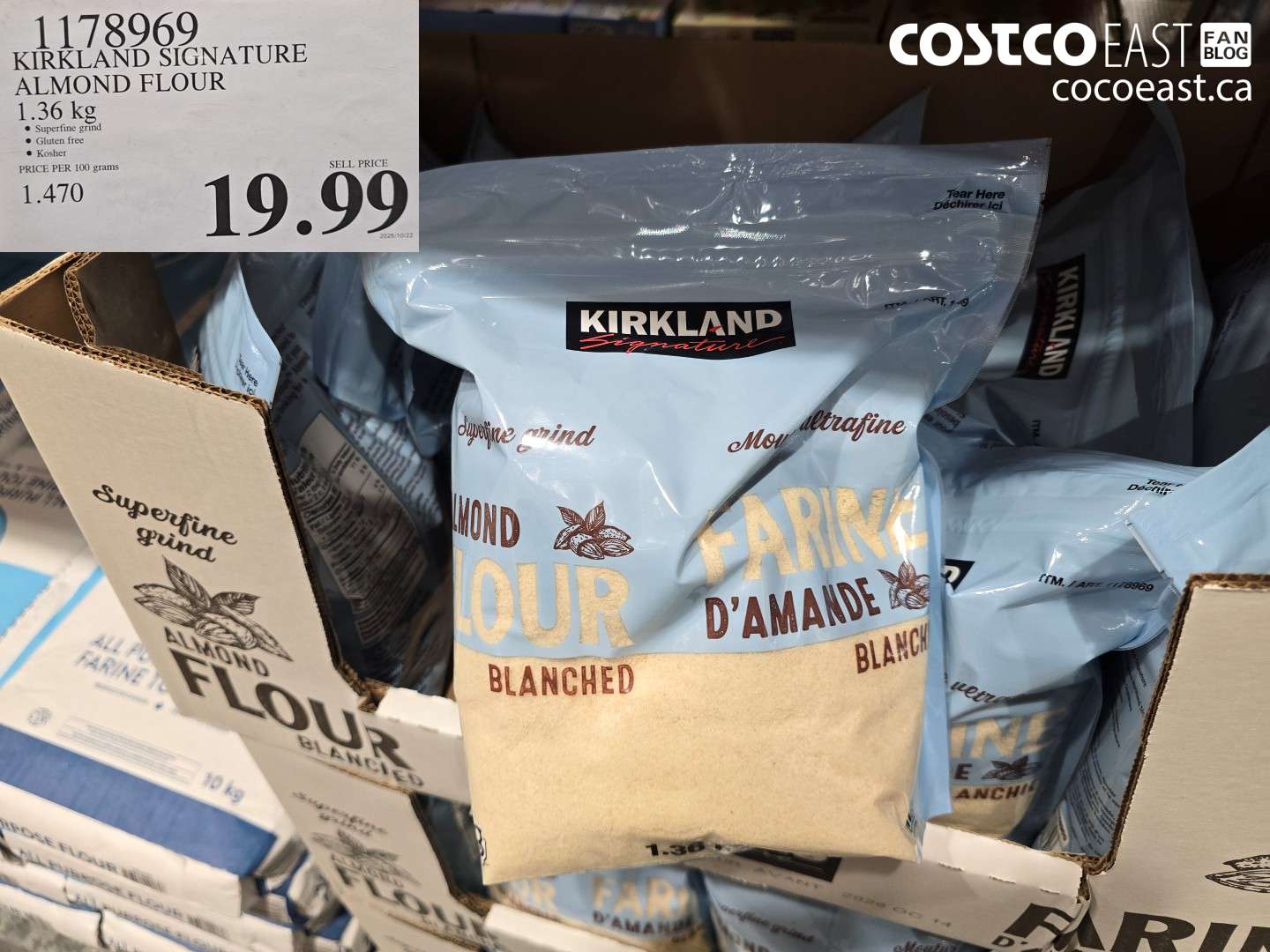 1178969 KIRKLAND SIGNATURE ALMOND FLOUR 1.36 KG $19.99