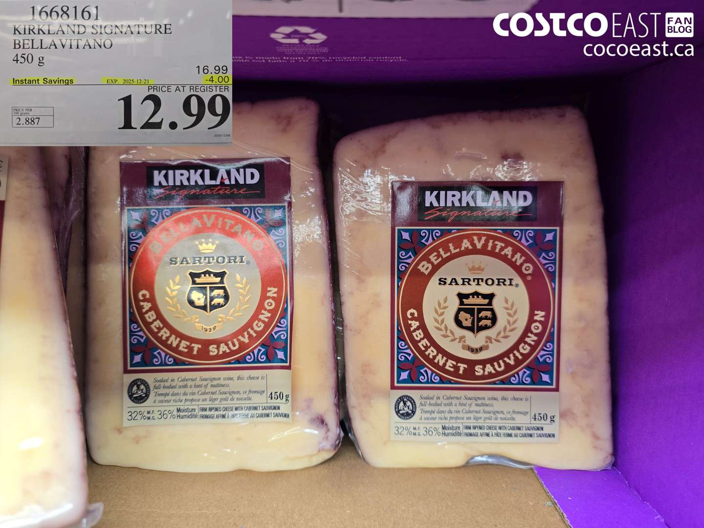 1668161 KIRKLAND SIGNATURE BELLAVITANO 450 g ($4.00 INSTANT SAVINGS EXPIRES ON 2025-12-21) $12.99