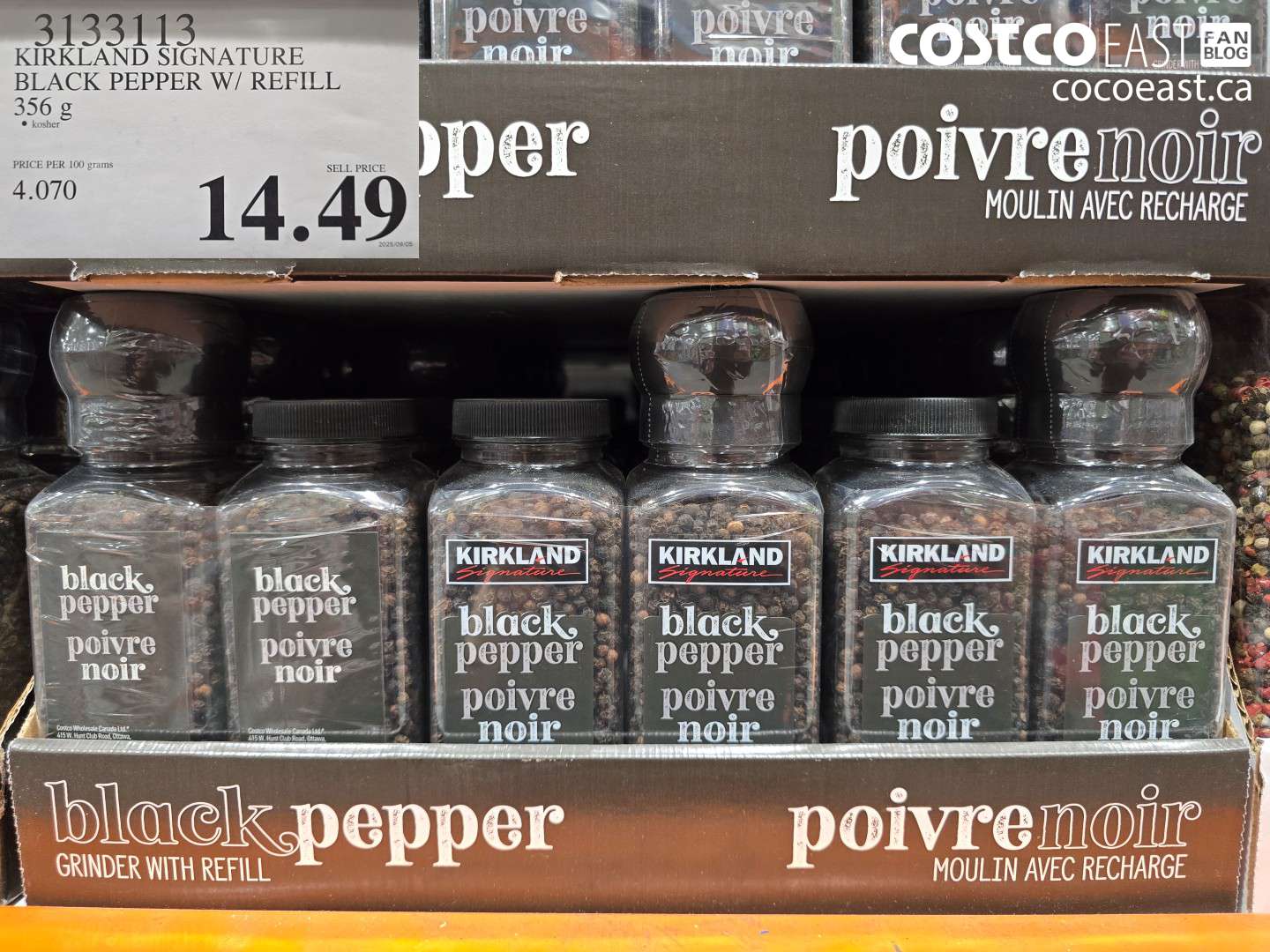 3133113 KIRKLAND SIGNATURE BLACK PEPPER 356 G $14.49