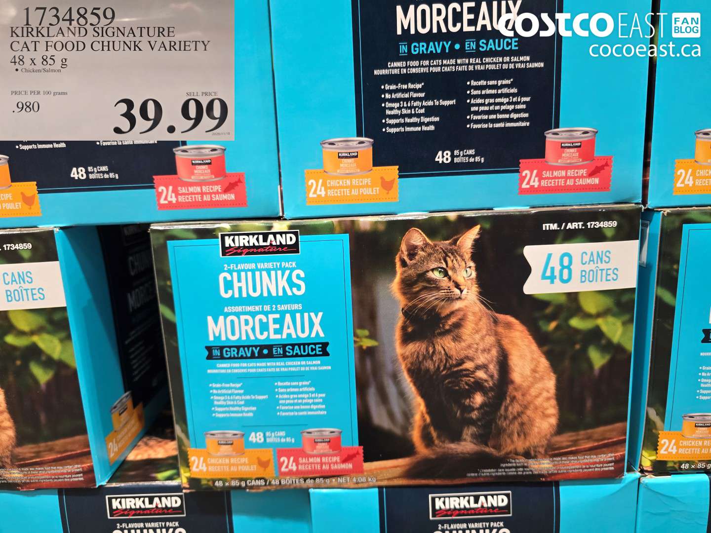 1734859 KIRKLAND SIGNATURE CAT FOOD CHUNK VARIETY 48 x 85 g $39.99