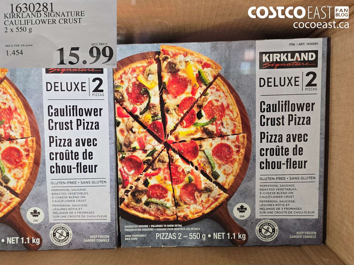 1630281 KIRKLAND SIGNATURE CAULIFLOWER CRUST 2 x 550 G $15.99