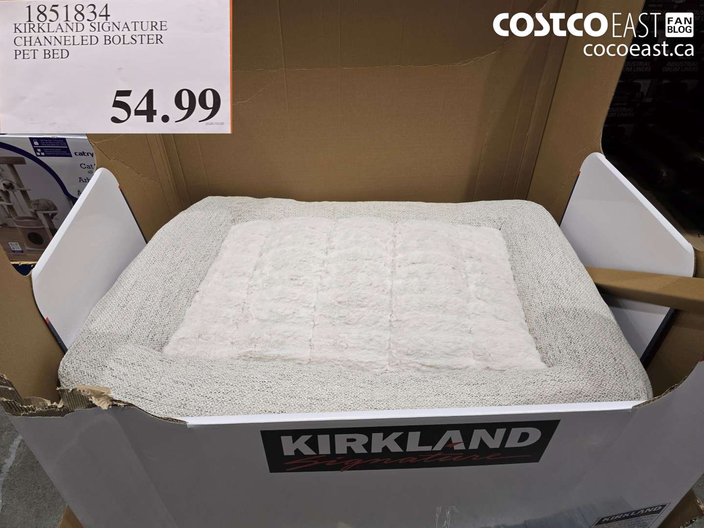 1851834 KIRKLAND SIGNATURE CHANNELED BOLSTER PET BED $54.99