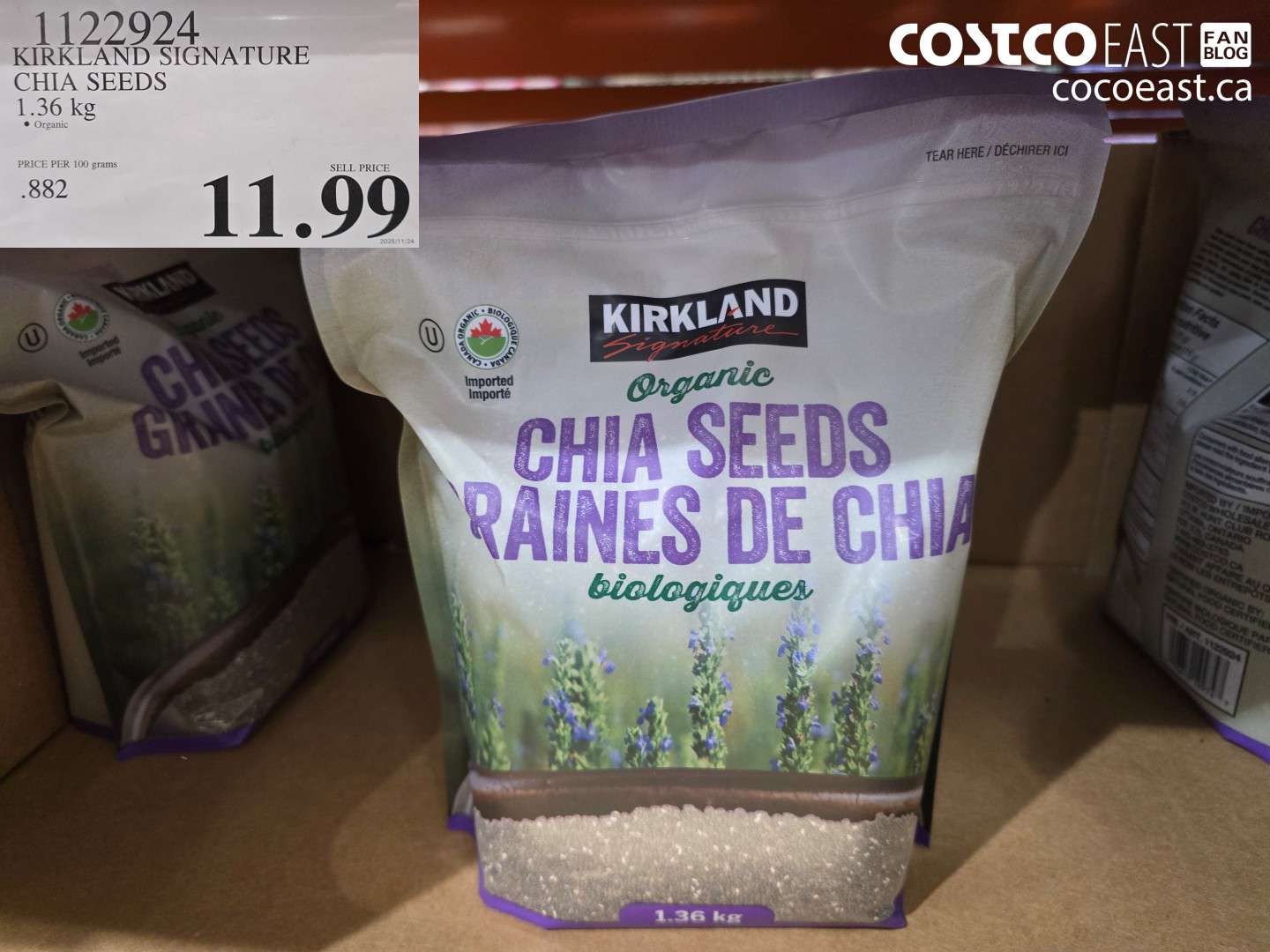 1122924 KIRKLAND SIGNATURE CHIA SEEDS 1.36 kg $11.99