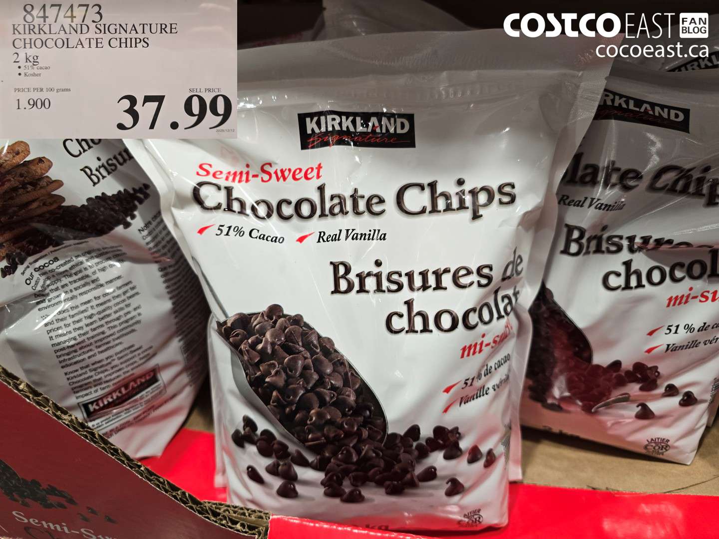 847473 KIRKLAND SIGNATURE CHOCOLATE CHIPS 2 KG $37.99