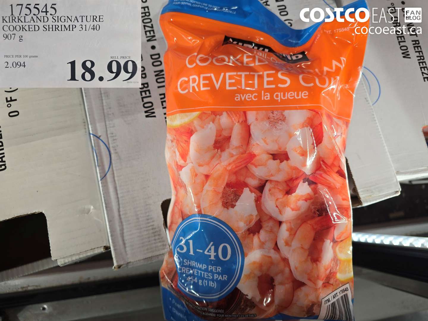175545 KIRKLAND SIGNATURE COOKED SHRIMP 31/40 907 G $18.99