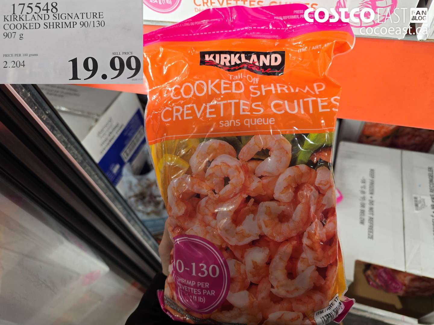 175548 KIRKLAND SIGNATURE COOKED SHRIMP 90/130 907 g $19.99