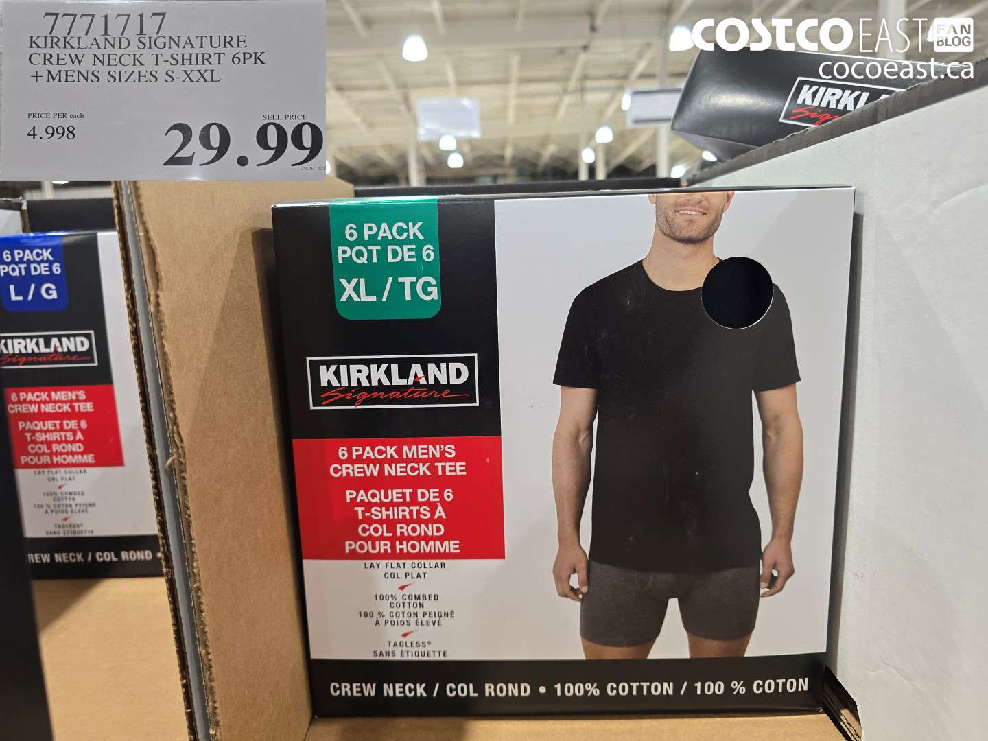 7771717 KIRKLAND SIGNATURE CREW NECK T-SHIRT 6PK +MENS SIZES S-XXL $29.99