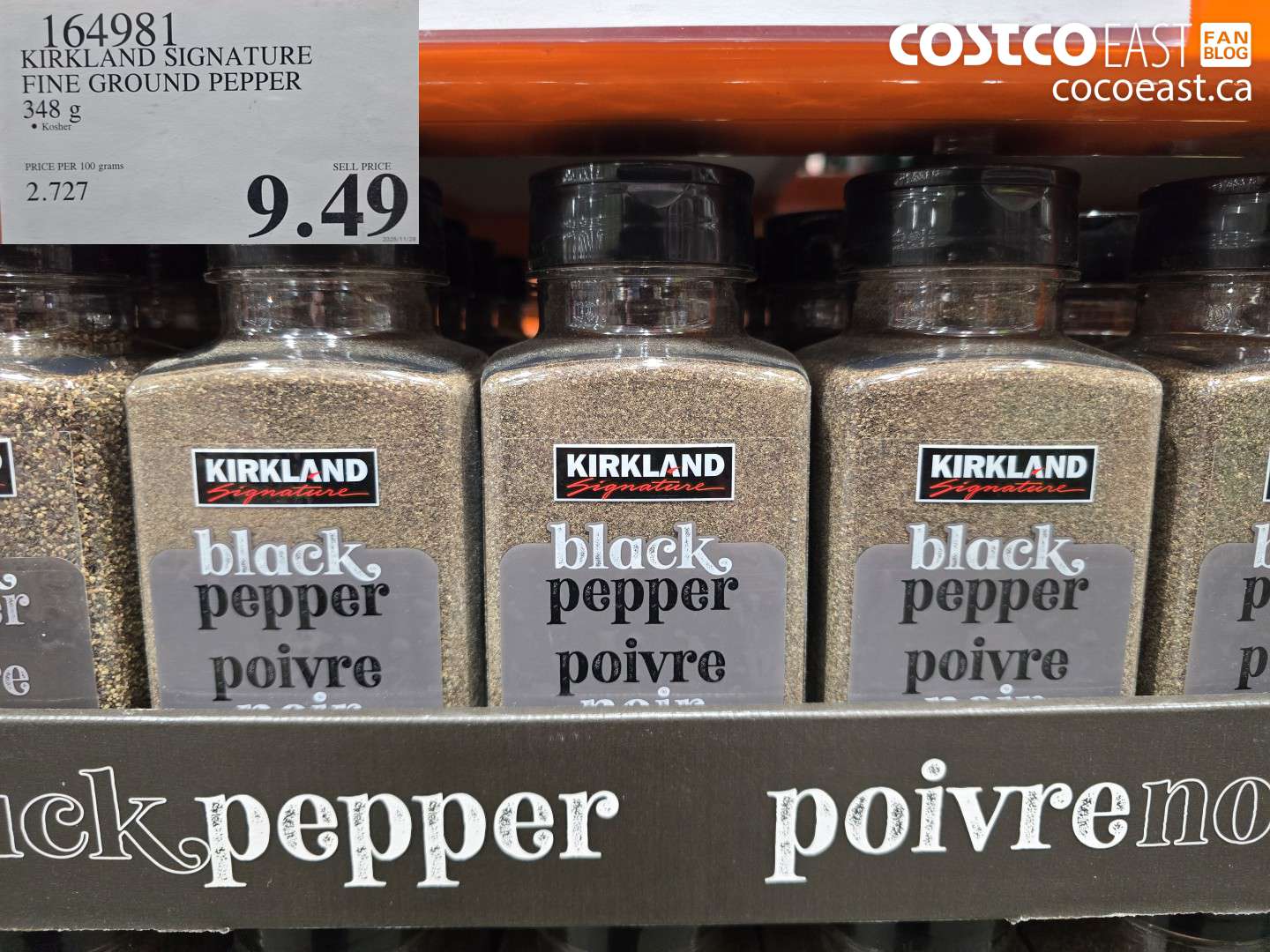 164981 KIRKLAND SIGNATURE FINE GROUND PEPPER 348 G $9.49
