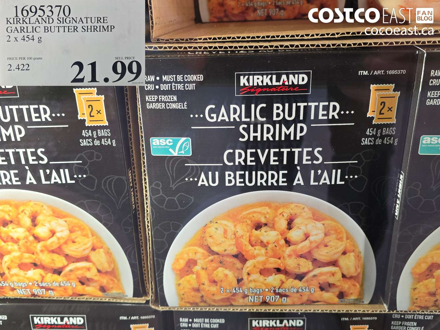 1695370 KIRKLAND SIGNATURE GARLIC BUTTER SHRIMP 2 x 454 g $21.99