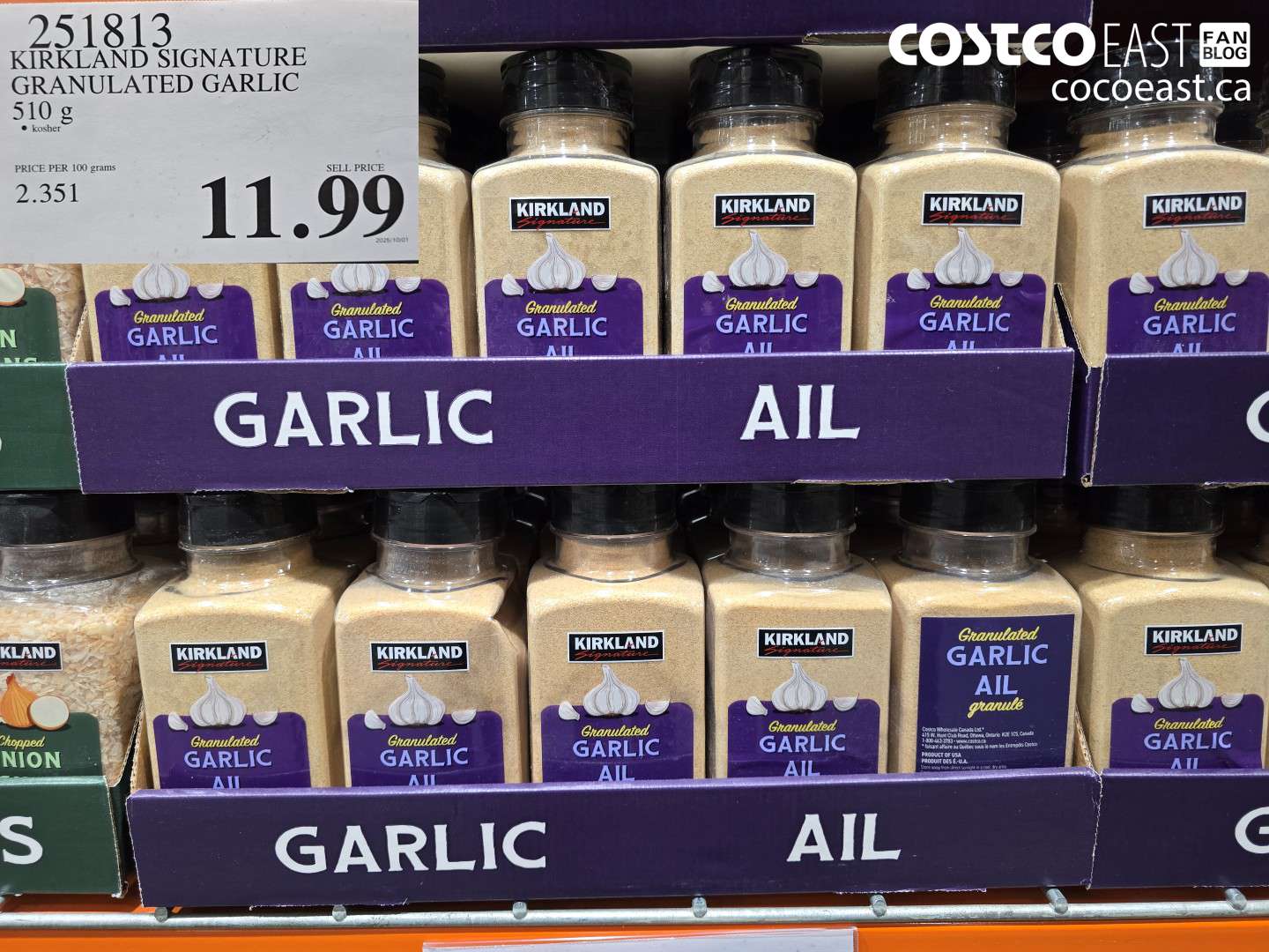 251813 KIRKLAND SIGNATURE GRANULATED GARLIC 510 G $11.99