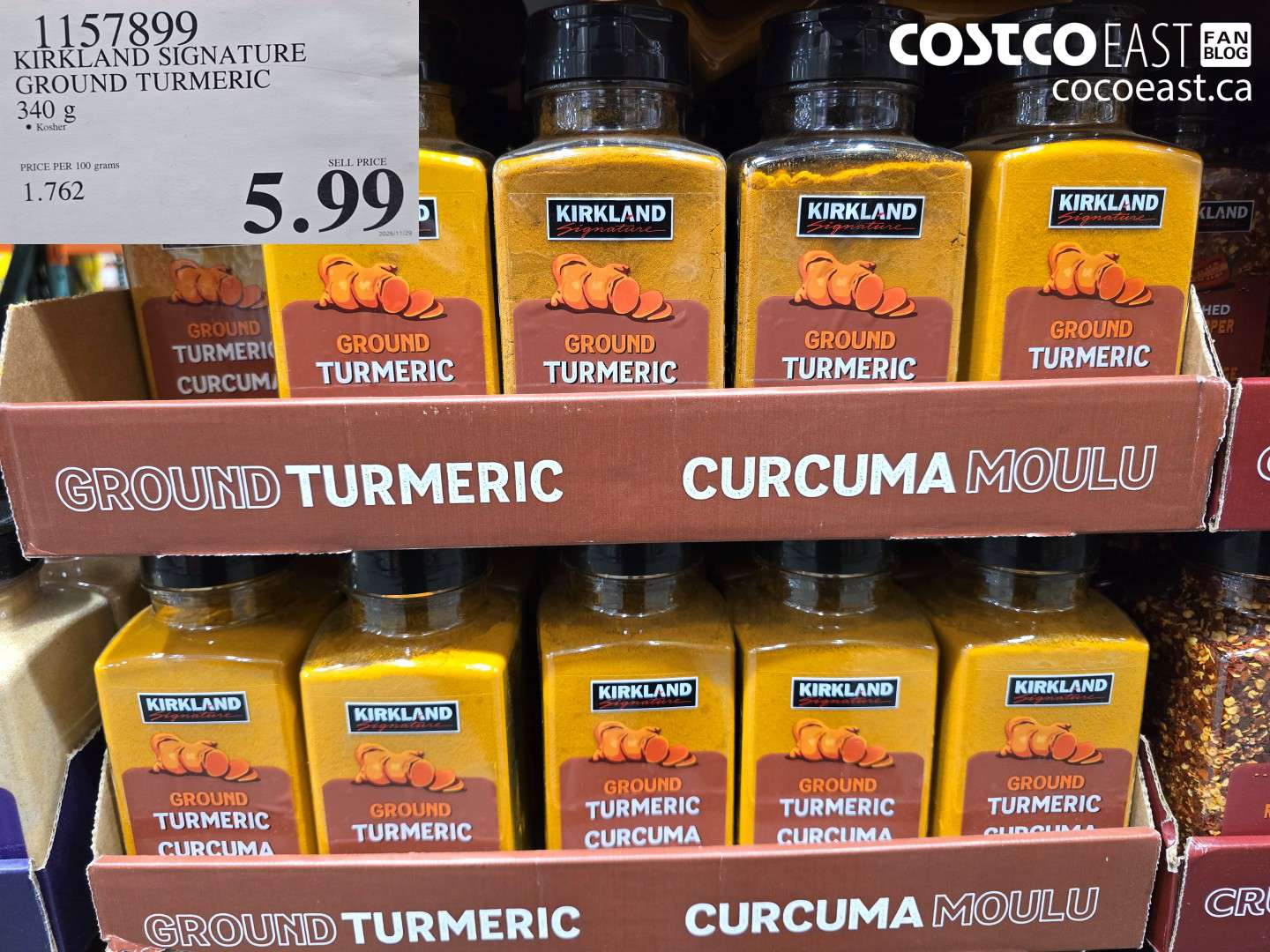 1157899 KIRKLAND SIGNATURE GROUND TURMERIC 340 G $5.99