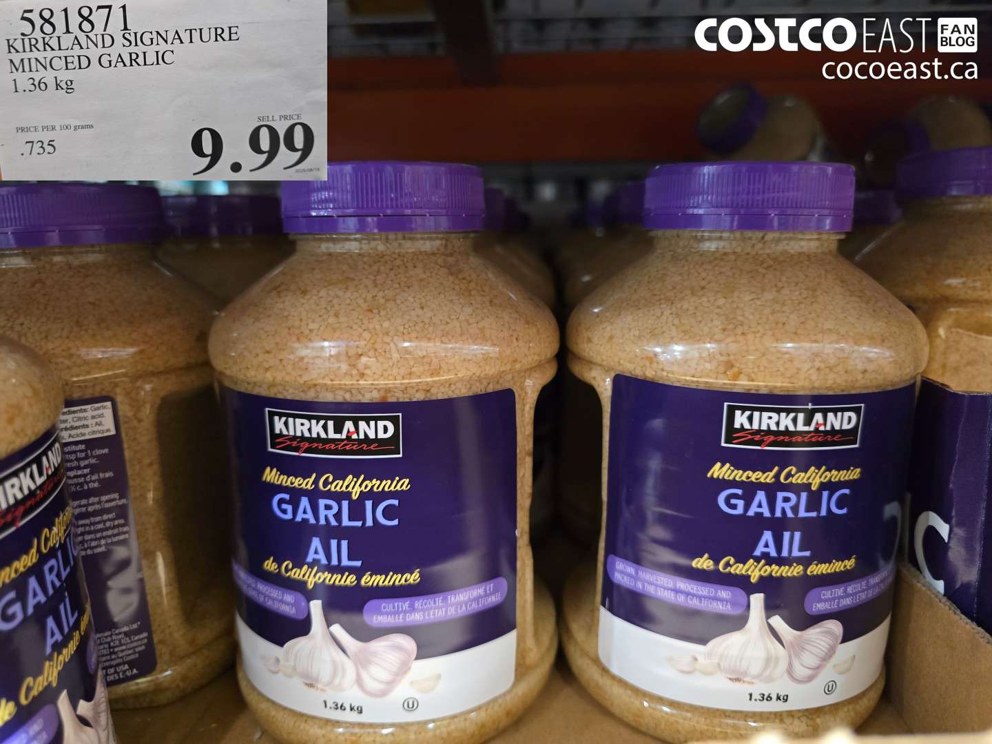 581871 KIRKLAND SIGNATURE MINCED GARLIC 1.36 KG $9.99