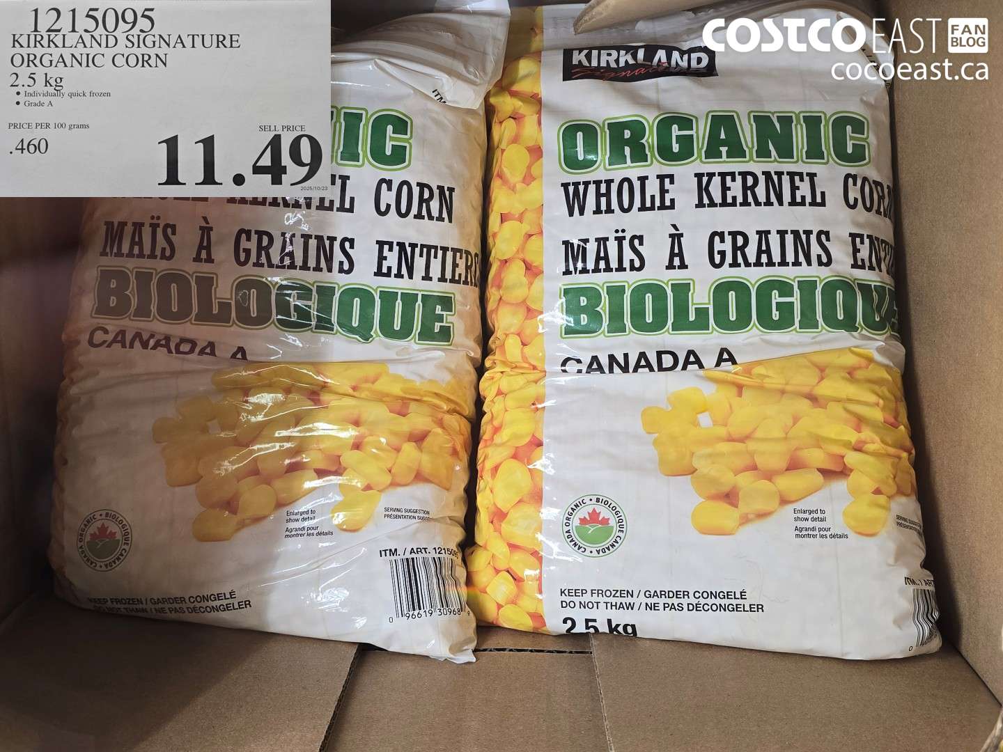 1215095 KIRKLAND SIGNATURE ORGANIC CORN 2.5 kg $11.49