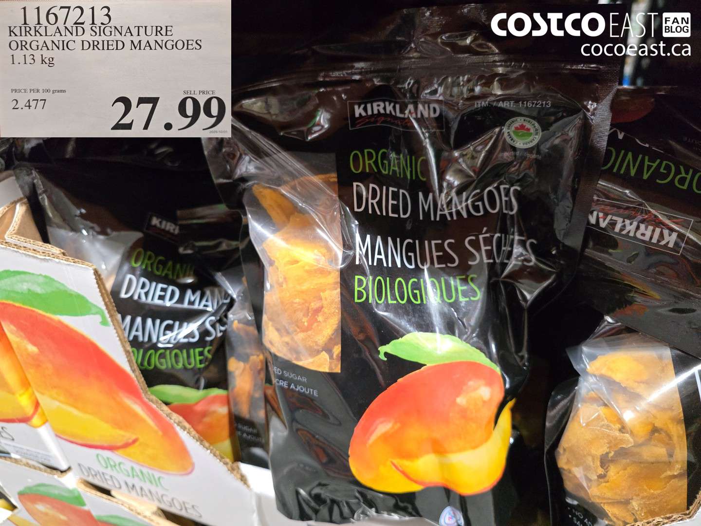 1167213 KIRKLAND SIGNATURE ORGANIC DRIED MANGOES 1.13 KG $27.99