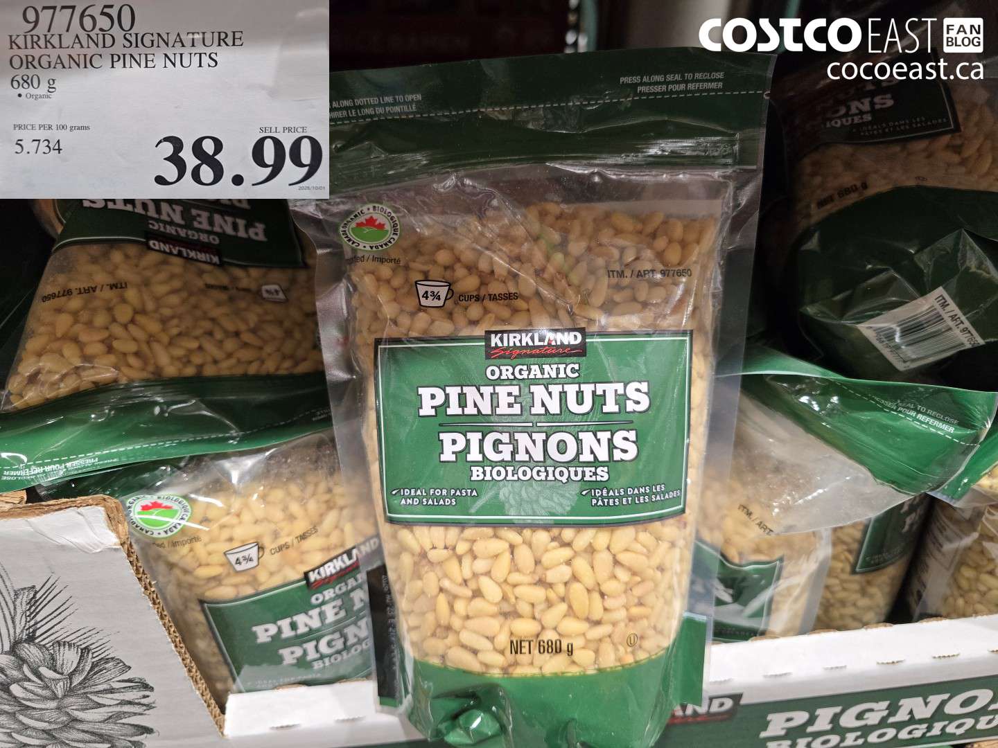 977650 KIRKLAND SIGNATURE ORGANIC PINE NUTS 680 G $38.99