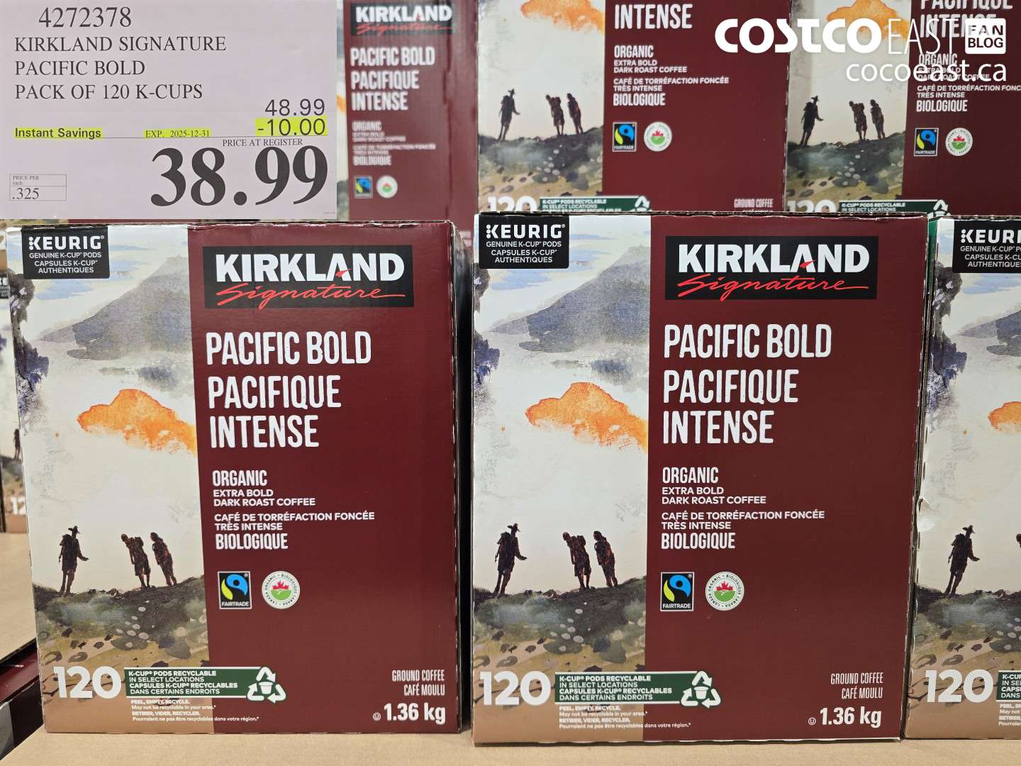 4272378 KIRKLAND SIGNATURE PACIFIC BOLD PACK OF 120 K-CUPS ($10.00 INSTANT SAVINGS EXPIRES ON 2025-12-31) $38.99