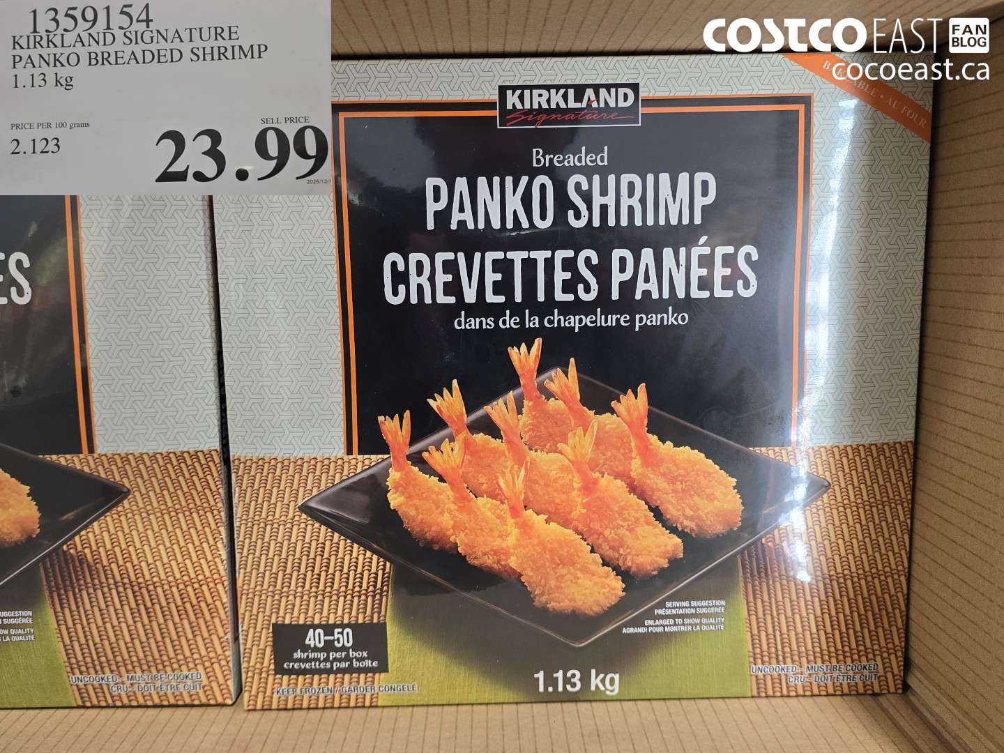 1359154 KIRKLAND SIGNATURE PANKO BREADED SHRIMP 1.13 KG $23.99