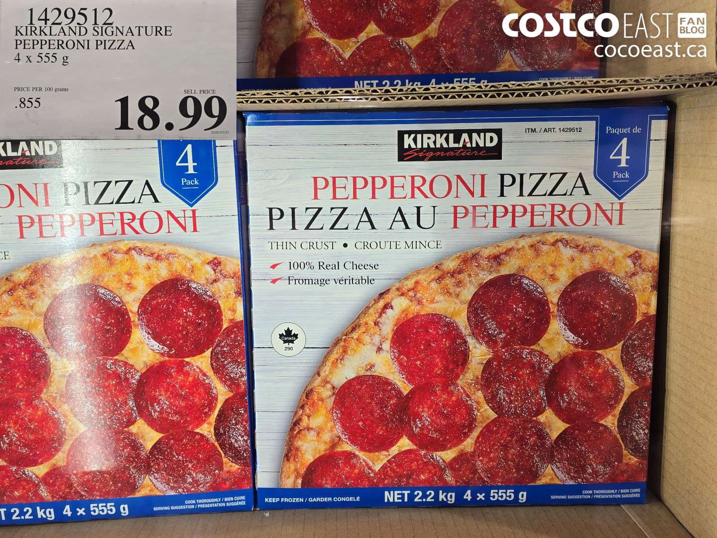 1429512 KIRKLAND SIGNATURE PEPPERONI PIZZA 4x 555 g $18.99